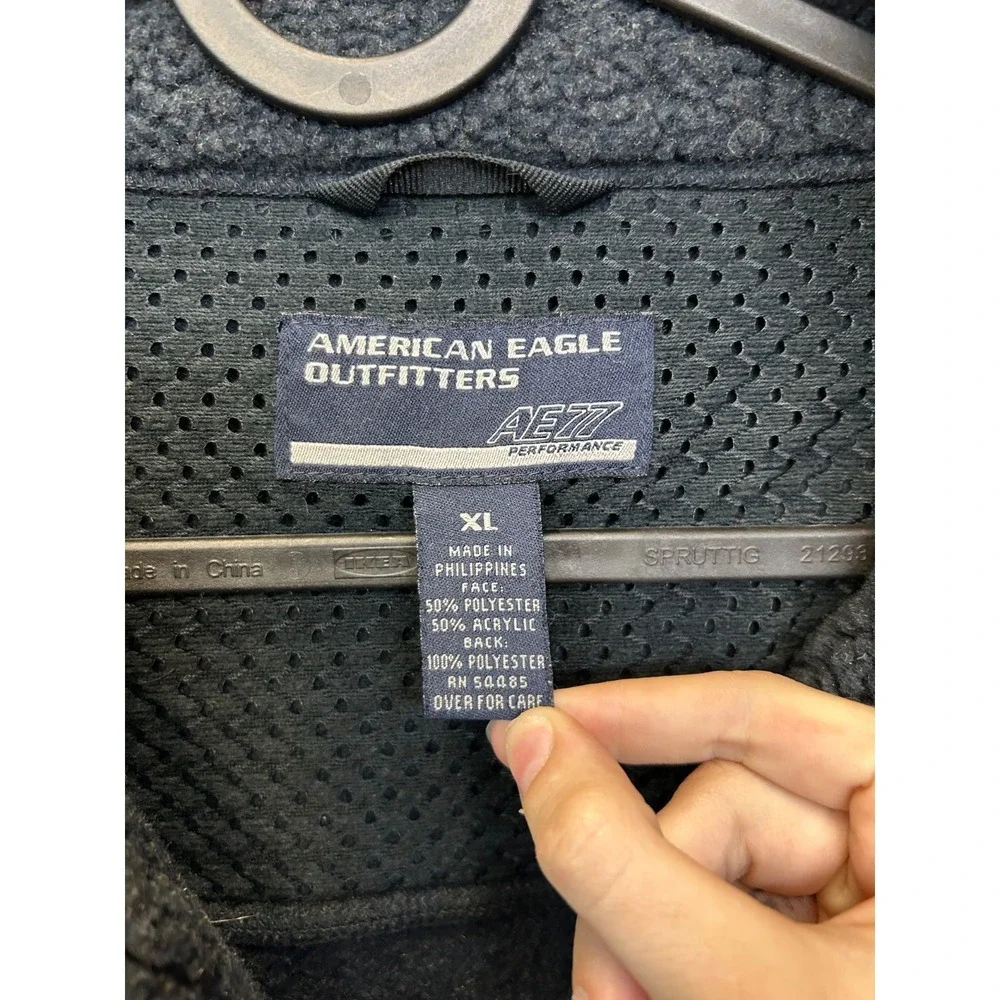 American Eagle AE77 Performance Sherpa Fleece Jacket Mens Black Full Zip - XL